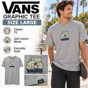 Vans T-Shirt Large Heather Gray SVD Mascot Elephant Graphic Classic Fit NWT
